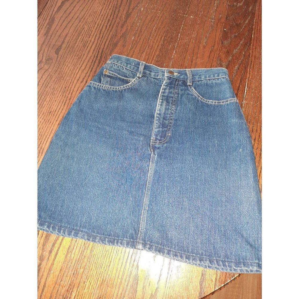 Size 7/8 Brooks Brothers Cotton Blue Denim Blue Jean Mini Skirt with Pockets